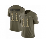 Men Nike Philadelphia Eagles #11 Carson Wentz Limited Olive Camo 2017 Salute to Service Wentzylvania NFL Jersey