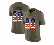 Men Nike Philadelphia Eagles #20 Brian Dawkins Limited Olive USA Flag 2017 Salute to Service NFL Jersey