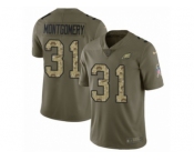 Men Nike Philadelphia Eagles #31 Wilbert Montgomery Limited Olive Camo 2017 Salute to Service NFL Jersey