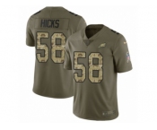 Men Nike Philadelphia Eagles #58 Jordan Hicks Limited Olive Camo 2017 Salute to Service NFL Jersey
