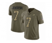 Men Nike Philadelphia Eagles #7 Ron Jaworski Limited Olive Camo 2017 Salute to Service NFL Jersey