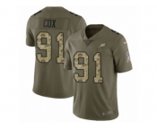 Men Nike Philadelphia Eagles #91 Fletcher Cox Limited Olive Camo 2017 Salute to Service NFL Jersey