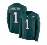Men's Nike Philadelphia Eagles #1 Cameron Johnston Limited Green Therma Long Sleeve NFL Jersey
