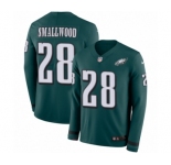 Men's Nike Philadelphia Eagles #28 Wendell Smallwood Limited Green Therma Long Sleeve NFL Jersey