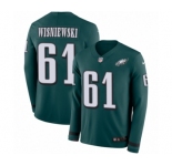 Men's Nike Philadelphia Eagles #61 Stefen Wisniewski Limited Green Therma Long Sleeve NFL Jersey