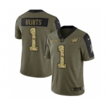 Men's Philadelphia Eagles #1 Jalen Hurts 2021 Olive Camo Salute To Service Limited Stitched Football Jersey