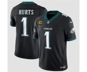 Men's Philadelphia Eagles #1 Jalen Hurts Black 2026 F.U.S.E. 4-Star C Patch Vapor Untouchable Limited Football Stitched Jersey