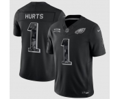 Men's Philadelphia Eagles #1 Jalen Hurts Black 2026 F.U.S.E. Salute to Service Limited Football Stitched Jersey