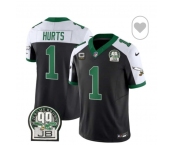 Men's Philadelphia Eagles #1 Jalen Hurts Black White F.U.S.E. Vapor Untouchable Limited 2024 Stitched Football Jersey