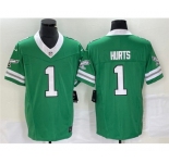 Men's Philadelphia Eagles #1 Jalen Hurts Green 2023 F.U.S.E. Vapor Untouchable Stitched Football Jersey