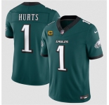 Men's Philadelphia Eagles #1 Jalen Hurts Green 2026 F.U.S.E. 4-Star C Patch Vapor Untouchable Limited Football Stitched Jersey