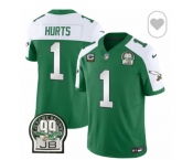 Men's Philadelphia Eagles #1 Jalen Hurts Green White F.U.S.E. Vapor Untouchable Limited 2024 Stitched Football Jersey