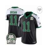 Men's Philadelphia Eagles #11 A. J. Brown Black White F.U.S.E. Vapor Untouchable Limited 2024 Stitched Football Jersey