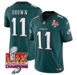 Men's Philadelphia Eagles #11 A.J. Brown Green 2025 Eagles Logo Super Bowl LIX Patch New F.U.S.E. Vapor Untouchable Limited Football Stitched Jersey