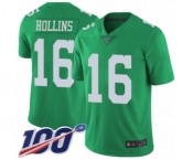Men's Philadelphia Eagles #16 Mack Hollins Limited Green Rush Vapor Untouchable 100th Season Football Jersey