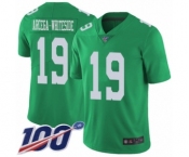 Men's Philadelphia Eagles #19 JJ Arcega-Whiteside Limited Green Rush Vapor Untouchable 100th Season Football Jersey