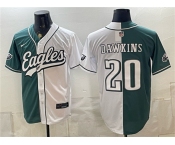 Men's Philadelphia Eagles #20 Brian Dawkins Green White Split Stitched Jersey
