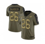 Men's Philadelphia Eagles #26 Miles Sanders 2021 Olive Camo Salute To Service Limited Stitched Football Jersey