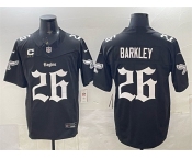 Men's Philadelphia Eagles #26 Saquon Barkley Black 2025 F.U.S.E. 'Gothic Philly Edition' With 3-Star C Patch Vapor Limited Stitched Football Jersey