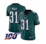 Men's Philadelphia Eagles #31 Jalen Mills Midnight Green Team Color Vapor Untouchable Limited Player 100th Season Football Jersey