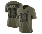 Men's Philadelphia Eagles #33 Cooper DeJean Olive 2025 Salute to Service Limited Football Stitched Jersey
