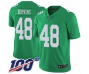 Men's Philadelphia Eagles #48 Wes Hopkins Limited Green Rush Vapor Untouchable 100th Season Football Jersey