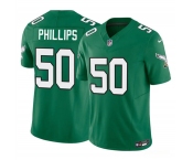 Men's Philadelphia Eagles #50 Jaelan Phillips Kelly Green 2025 F.U.S.E. Vapor Untouchable Limited Throwback Football Stitched Jersey