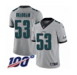Men's Philadelphia Eagles #53 Nigel Bradham Limited Silver Inverted Legend 100th Season Football Jersey