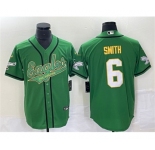 Men's Philadelphia Eagles #6 DeVonta Smith Green Gold Cool Base Baseball Stitched Jersey