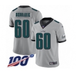Men's Philadelphia Eagles #60 Chuck Bednarik Limited Silver Inverted Legend 100th Season Football Jersey