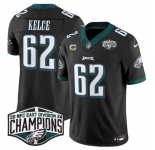 Men's Philadelphia Eagles #62 Jason Kelce Black 2024 NFC East Champions With 4-Star C Patch F.U.S.E. Vapor Untouchable Limited Stitched Football Jersey