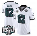 Men's Philadelphia Eagles #62 Jason Kelce White 2024 New NFC East Champions With 4-Star C Patch F.U.S.E. Vapor Untouchable Limited Stitched Football Jersey