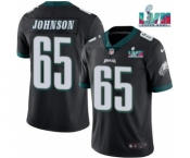 Men's Philadelphia Eagles #65 Lane Johnson Black Super Bowl LVII Patch Vapor Untouchable Limited Stitched Jersey