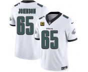 Men's Philadelphia Eagles #65 Lane Johnson White 2026 F.U.S.E. 4-Star C Patch Vapor Untouchable Limited Football Stitched Jersey