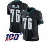 Men's Philadelphia Eagles #76 Shareef Miller Black Alternate Vapor Untouchable Limited Player 100th Season Football Jersey