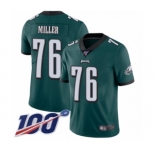 Men's Philadelphia Eagles #76 Shareef Miller Midnight Green Team Color Vapor Untouchable Limited Player 100th Season Football Jersey