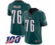Men's Philadelphia Eagles #76 Shareef Miller Midnight Green Team Color Vapor Untouchable Limited Player 100th Season Football Jersey