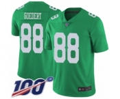 Men's Philadelphia Eagles #88 Dallas Goedert Limited Green Rush Vapor Untouchable 100th Season Football Jersey
