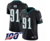 Men's Philadelphia Eagles #91 Fletcher Cox Black Alternate Vapor Untouchable Limited Player 100th Season Football Jersey