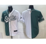 Men's Philadelphia Eagles Blank Green White Split Stitched Jersey