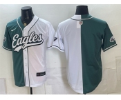 Men's Philadelphia Eagles Blank Green White Split Stitched Jersey