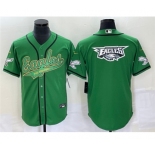 Men's Philadelphia Eagles Green Team Big Logo Cool Base Stitched Baseball Jersey