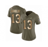 Women Nike Philadelphia Eagles #13 Nelson Agholor Limited Olive Gold 2017 Salute to Service NFL Jersey