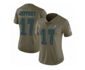 Women Nike Philadelphia Eagles #17 Alshon Jeffery Limited Olive 2017 Salute to Service NFL Jersey