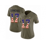 Women Nike Philadelphia Eagles #17 Harold Carmichael Limited Olive USA Flag 2017 Salute to Service NFL Jersey