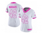 Women Nike Philadelphia Eagles #42 Chris Maragos Limited White Pink Rush Fashion NFL Jersey