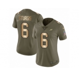 Women Nike Philadelphia Eagles #6 Caleb Sturgis Limited Olive Gold 2017 Salute to Service NFL Jersey