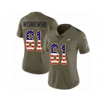 Women Nike Philadelphia Eagles #61 Stefen Wisniewski Limited Olive USA Flag 2017 Salute to Service NFL Jersey
