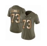 Women Nike Philadelphia Eagles #73 Isaac Seumalo Limited Olive Gold 2017 Salute to Service NFL Jersey