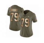 Women Nike Philadelphia Eagles #79 Brandon Brooks Limited Olive Gold 2017 Salute to Service NFL Jersey